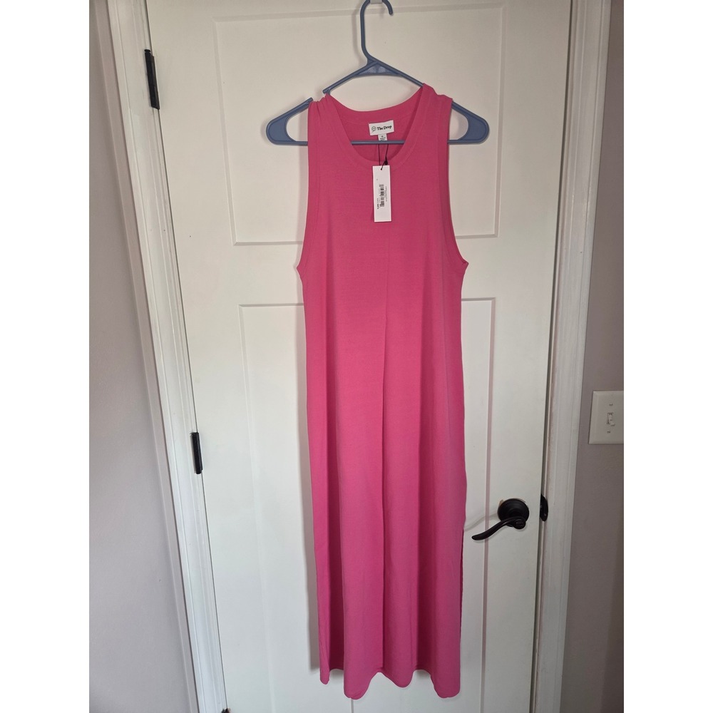 The Drop Women Pink Sleeveless Ribbed Knit Midi Column Dress Size S NWT